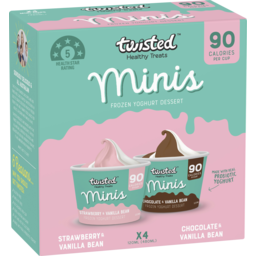 Photo of Twisted Healthy Treats Twisted Minis Frozen Yoghurt Strawberry & Vanilla Bean And Chocolate & Vanilla Bean 4 Pack
