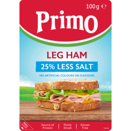 Photo of Primo Leg Ham 25% Less Salt Thinly Sliced Gluten Free 100g