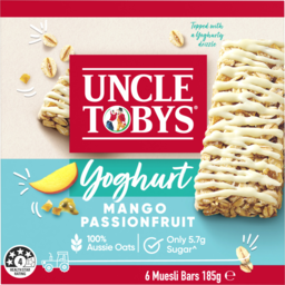 Photo of Uncle Tobys Yoghurt Mango Passionfruit Muesli Bars 6 Pack 185g