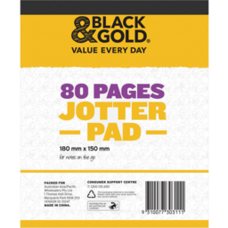 Photo of Black & Gold Jotter Pad 180mm X 150mm 80 Page