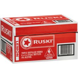Photo of Ruski Lemon Triple Distilled Vodka 6 X 4.0x275ml
