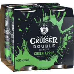 Photo of Vodka Cruiser Double Green Apple 6.8% 4 Can Cluster 375ml