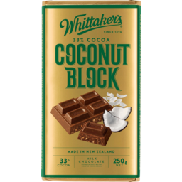 Photo of Whittakers 33% Cocoa Coconut Block Chocolate Block 250g