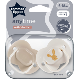 Photo of Tommee Tippee Anytime Soother, 6-18 Months, 2 Pack Of Symmetrical, Bpa Free Soothers With A Reusable Steriliser Pod