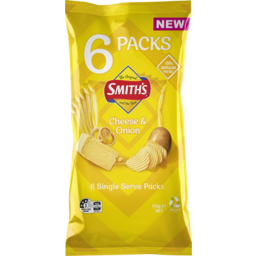 Photo of Smith's Crinkle Cut Potato Chips Multipack 6 Pack Cheese & Onion 114g