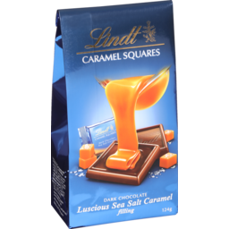 Photo of Lindt Caramel Squares Dark Chocolate Caramel Sea Salt Filling 124g