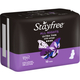 Photo of Stayfree Pads Ultra Thin All Nights With Wings 10 Pack