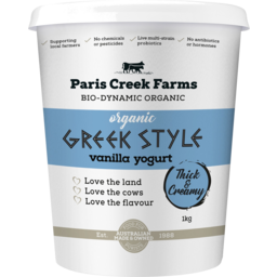 Photo of Paris Creek Farms Organic Bio Dynamic Thick & Creamy Greek Style Vanilla Yogurt 1kg
