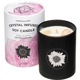 Photo of Summer Salt Body  Candle (Soy) – Crystal Infused – Rose Quartz (Salted Caramel)