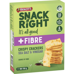 Photo of Arnott's Snack Right + Fibre Crispy Crackers Sea Salt & Vinegar 150g