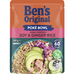 Photo of Ben's Original Poke Bowl Soy And Ginger Microwave Rice Pouch 180g 180g