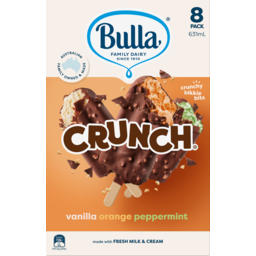 Photo of Bulla Crunch With Crunchy Biscuit Pieces Orange Mint Vanilla Ice Creams