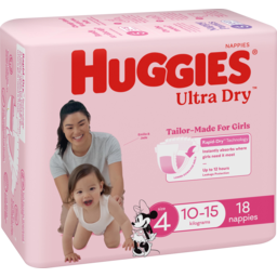 Photo of Huggies Ultra Dry Nappies Girls Size 4 (10-15kg) 18 Pack 