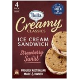 Photo of Bulla Creamy Classics Strawberry Swirl Ice Cream Sandwiches 4pk