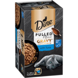 Photo of Dine Pulled Menu Gravy Indulgence With Tuna Cat Food Trays Multipack 7x85g