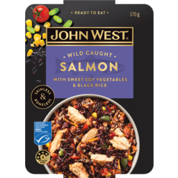 Photo of John West Salmon Bowl With Sweet Soy Vegetables And Black Rice 170g