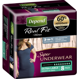 Photo of Depend Real Fit For Women Underwear Super Heavy Absorbency X-Large 8 Pack 