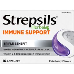 Photo of Strepsils Herbal Immune Support Elderberry Flavour Lozenges 16 Pack