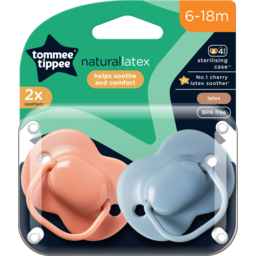 Photo of Tommee Tippee Natural Latex Cherry Soothers, Symmetrical Design, Bpa-Free, 6-18m, Pink And Blue, Pack Of 2 Dummies 6m