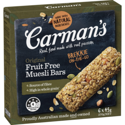 Photo of Carman's Original Fruit Free Muesli Bars 270g 6pk