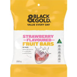 Photo of Black & Gold Strawberry Flavoured Fruit Bars 200g