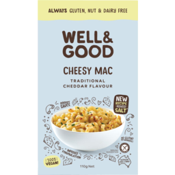 Photo of Well & Good 100% Vegan Gluten Nut & Dairy Free Traditional Cheddar Flavour Cheesy Mac 110g