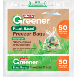 Photo of Multix Greener Plant Based Freezer Bags With Handles Pack 50 