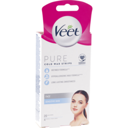 Photo of Veet Pure Hair Removal Cold Wax Strips Face Sensitive Skin 20 Pack