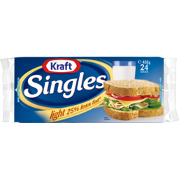 Photo of Kraft Singles Light 25% Less Fat 24pk 432gm