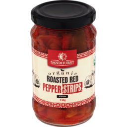 Photo of Sandhurst Organic Roasted Red Pepper Strips In Brine 310g