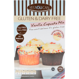 Photo of Yes You Can Gluten & Dairy Free Vanilla Cupcake Cake Mix Includes Icing & Sprinkles 470g