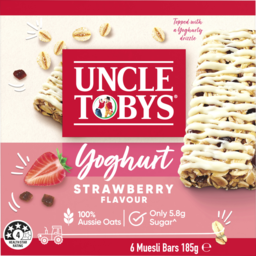 Photo of Uncle Tobys Yoghurt Strawberry Flavour Muesli Bars 6 Pack 185g