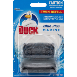 Photo of Duck Toilet Cleaner, Blue Plus Solid Toilet Rim Block Twin Refills 2x40g