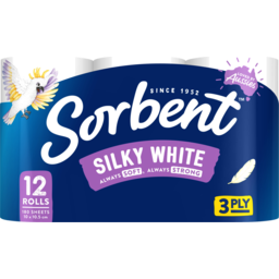 Photo of Sorbent Silky White 3 Ply Toilet Tissue 12 Pack