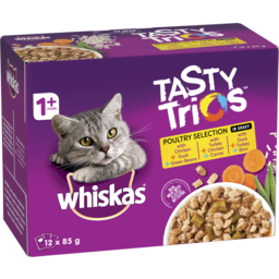 Photo of Whiskas Tasty Trios Wet Cat Food Poultry Selection In Gravy Pouches