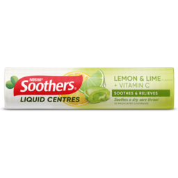 Photo of Soothers Lemon & Lime Liquid Centre Sore Throat Lozenges + Vitamin C 10 Pack 10pk