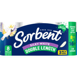 Photo of Sorbent Double Length 3 Ply Toilet Tissue 8 Pack