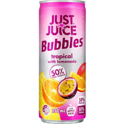 Photo of Just Juice Bubbles Tropical 50% Less Sugar - 250ML