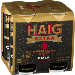 Photo of Haig Extra Blended Scotch Whisky & Cola 4x375ml