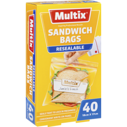 Photo of Resealable Bags, Multix Ziplock Sandwich 18cm x 17cm 40-pack