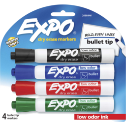 Photo of Expo Dry Erase Whiteboard Marker Bullet Tip Business Assorted - Pack Of 4