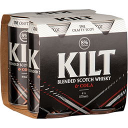 Photo of Kilt Blended Scotch Whiskey & Cola Can 8% 4x375ml