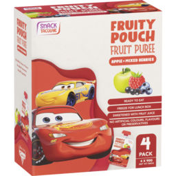 Photo of Snack Tacular Fruity Pouch Fruit Puree Apple + Mixed Berries Disney Pixar Cars 4 Pack X 90g