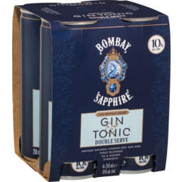 Photo of Bombay Sapphire® Rtd Gin & Tonic Double Serve 10% Can 250ml 4pk