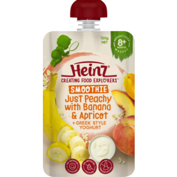 Photo of Heinz® Just Peachy With Banana & Apricot + Greek Style Yoghurt Smoothie Baby Food Pouch 8+ Months 120g 120g