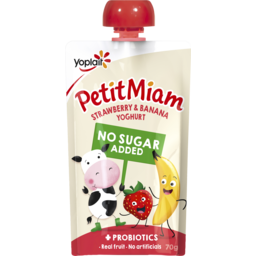 Photo of Yoplait Petit Miam No Added Sugar + Probiotics Strawberry & Banana Yoghurt Pouch 70g