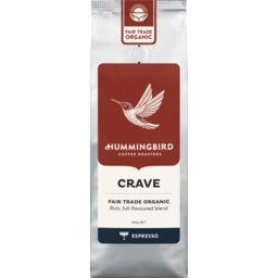 Photo of Hummingbird Fair Trade Organic Fresh Coffee Crave Espresso Grind - 200g