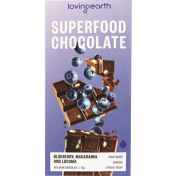 Photo of Loving Earth Superfood Organic Plant-Based Blueberry Macadamia & Lucuma Chocolate Block