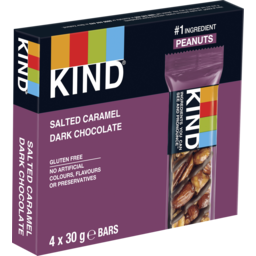Photo of Kind Salted Caramel Dark Chocolate Multipack 4 X 30g Nut Bars 120g