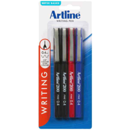 Photo of Artline Writing Pen Fine 0.4 Assorted 4pk